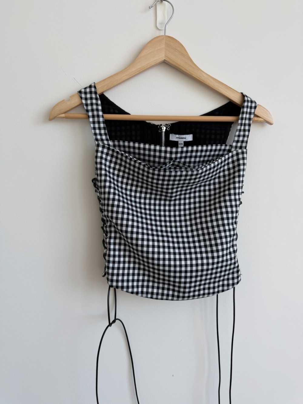 Miaou Black & White Gingham corset Top